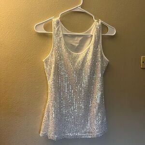 White Sequin Tank Top